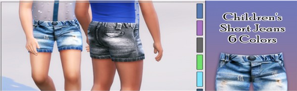 模拟人生4儿童刺绣牛仔短裤MOD