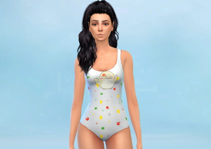 模拟人生4纯白彩色印花泳装MOD