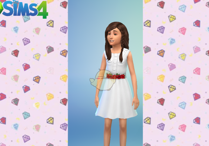 模拟人生4鲜红玫瑰白色连衣裙MOD