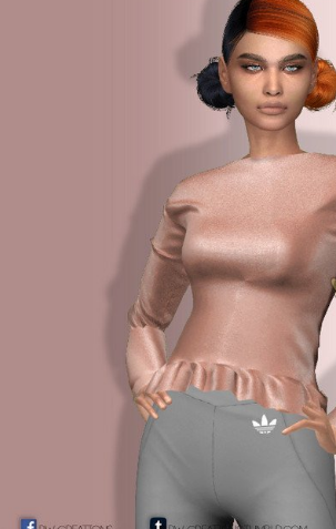 模拟人生4女款美丽花边光泽上衣MOD