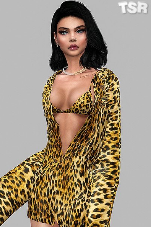 模拟人生4豹纹衬衫连衣裙MOD