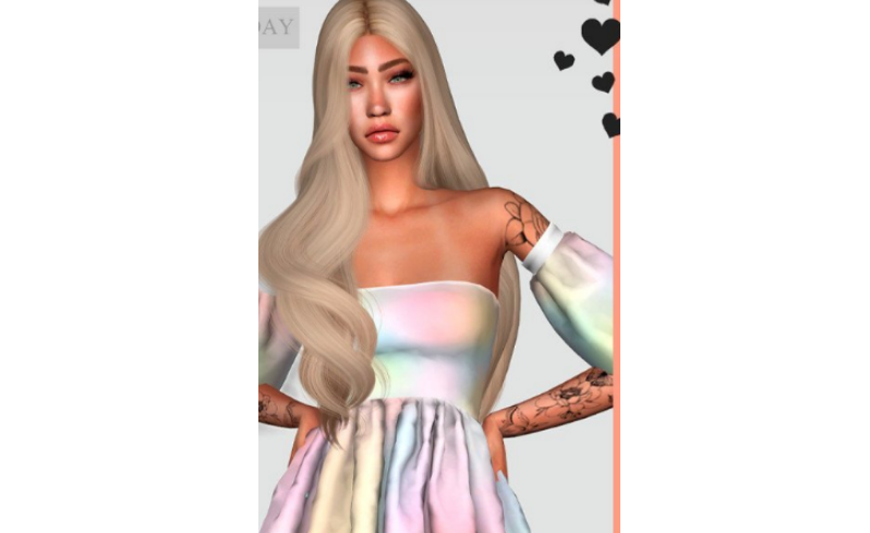 模拟人生4渐变色的情人节长裙MOD