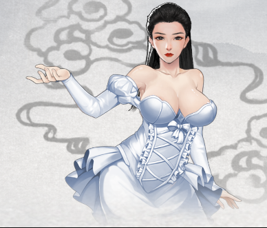 鬼谷八荒丰满蓝白蕾丝婚纱服饰MOD