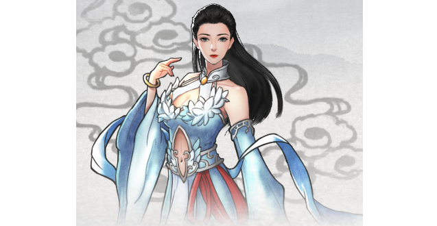 鬼谷八荒蓝白露肩古风留仙服饰MOD