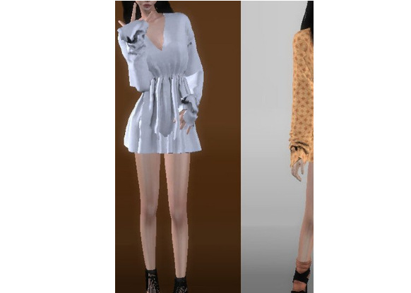 模拟人生4女性的荷叶边礼服MOD