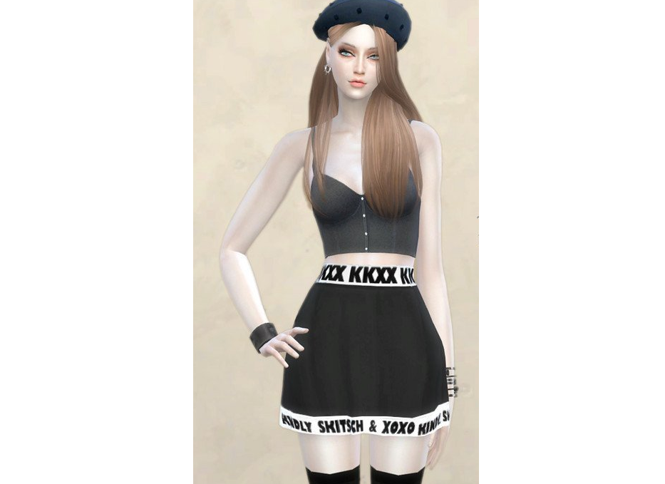 模拟人生4黑白色迷你短裙MOD