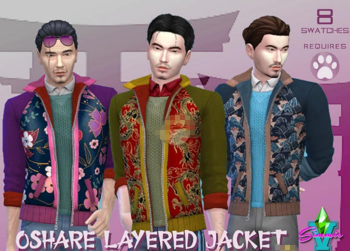 模拟人生4男士彩色分层夹克MOD