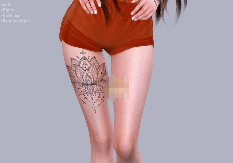 模拟人生4腿部莲花纹身MOD