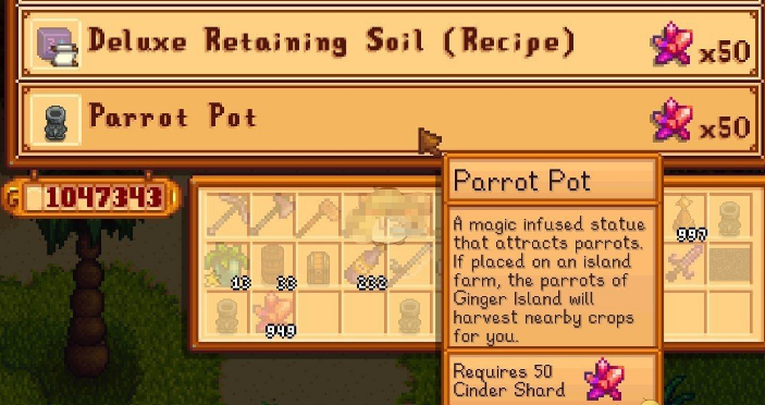 星露谷物语自动收获作物的鹦鹉锅MOD