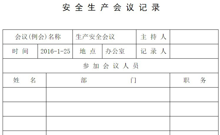 安全生产会议记录模板