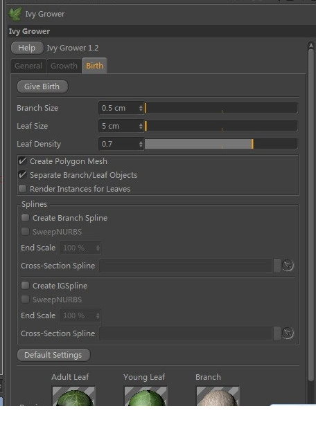 C4D春藤植物生长插件Ivy Grower