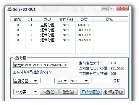Gdisk32 GUI硬盘分区