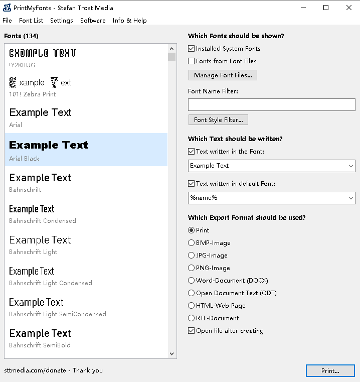 PrintMyFonts字体打印经常用的软件安装