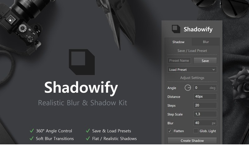PS快速制作影子效果扩展插件安装