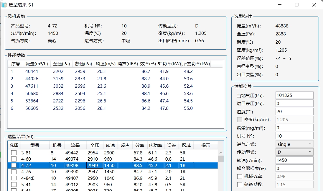 昆仑风机选型 4.2.1.12