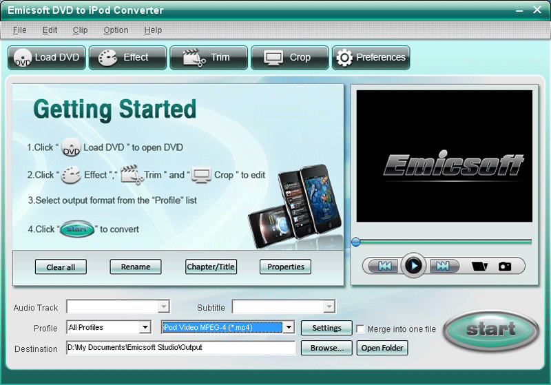 Emicsoft DVD to iPod Converter v4.1.23