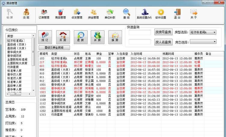 大富豪酒店信息管理系统 v1.7