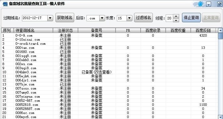 懒人已备案未注册域名批量查询工具 v1.6