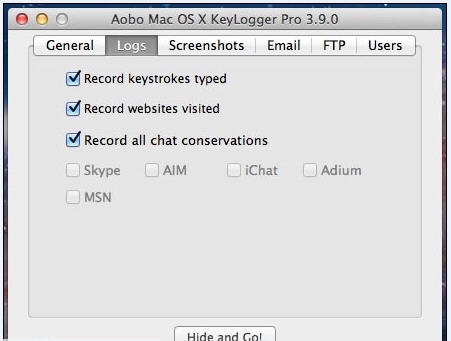 Aobo Mac OS X Keylogger Standard v3.9.7