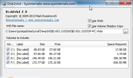 Disk2vhd v2.5