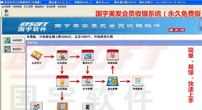 国宇美发会员收银系统 v160506