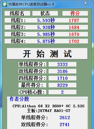 坑尾软件CPU速度测试器 v1.14