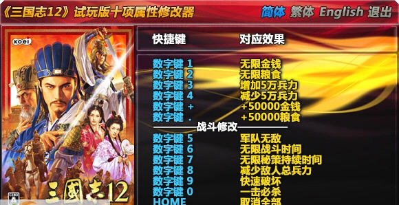 三国志12十项修改器 v1.0.0.6