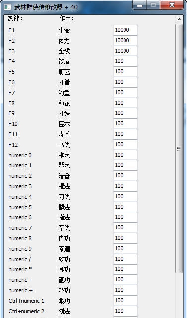 武林群侠传四十项修改器 v1.7