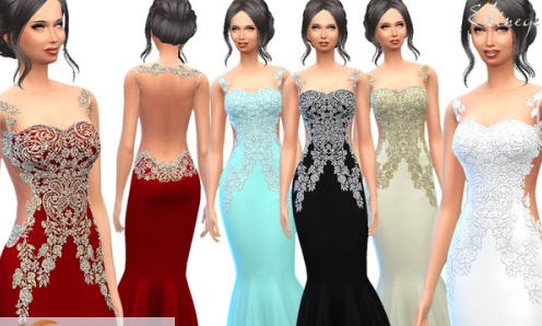 模拟人生4女性性感露背绣花礼服MOD v3.4