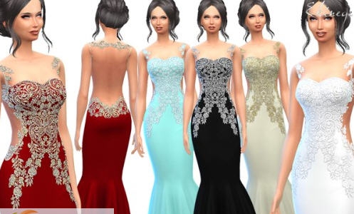 模拟人生4性感露背绣花礼服MOD v2.5