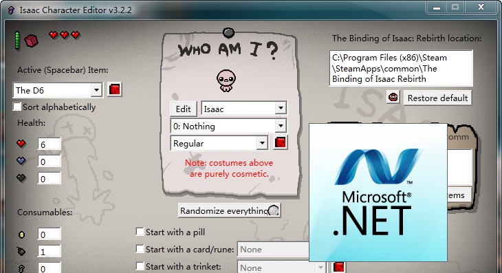 以撒的结合起始人物编辑器 v3.5