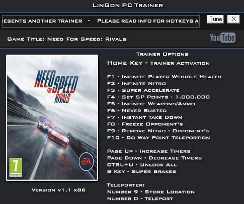 极品飞车18十五项修改器 v2.2