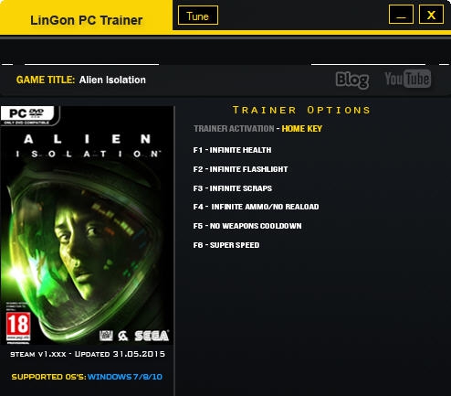 异形隔离六项修改器 v3.5