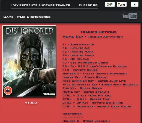 耻辱二十项修改器 v3.6