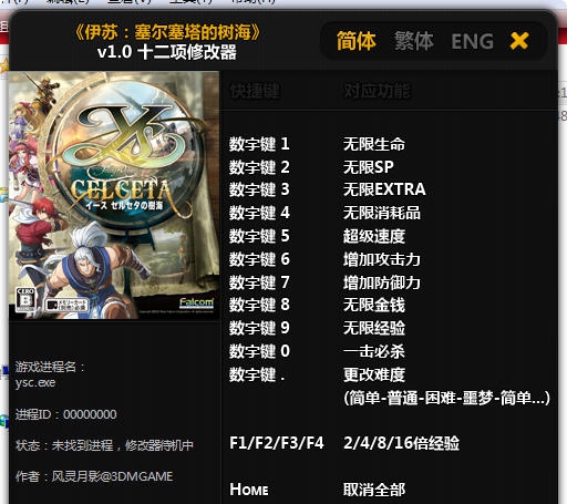 伊苏塞尔塞塔的树海十二项修改器 v2.4