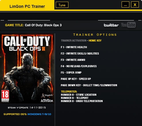 使命召唤12黑色行动3九项修改器 v201711011