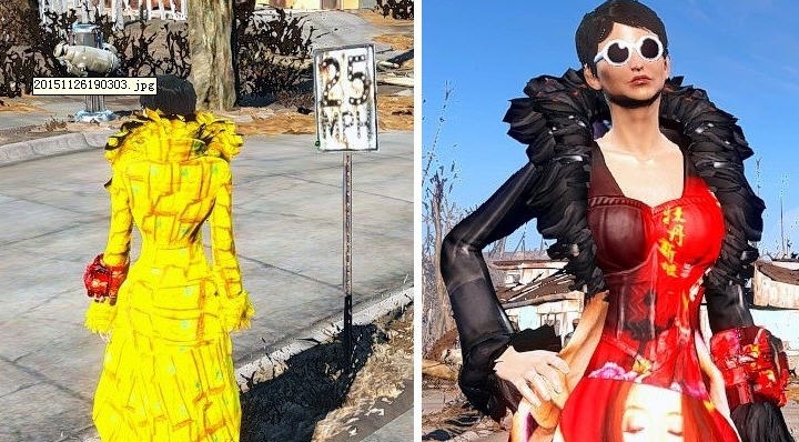 辐射4漂亮黄金羽毛洋装MOD v2.5