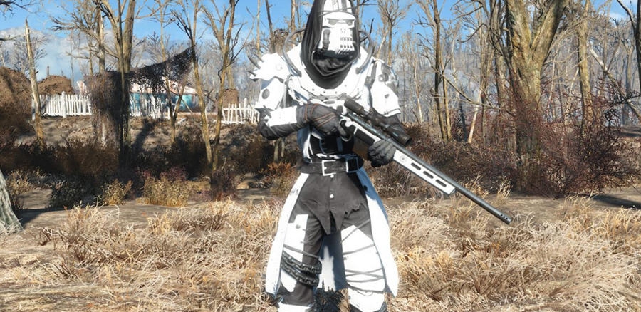 辐射4高端护栏装甲配白色狙击枪MOD v2.4