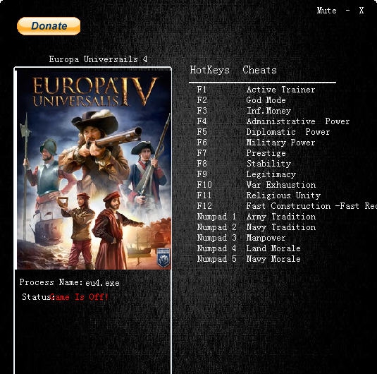 欧陆风云4十六项修改器 v3.6