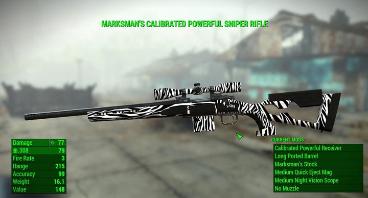 辐射4斑马狙击步枪材质贴图MOD v2.4