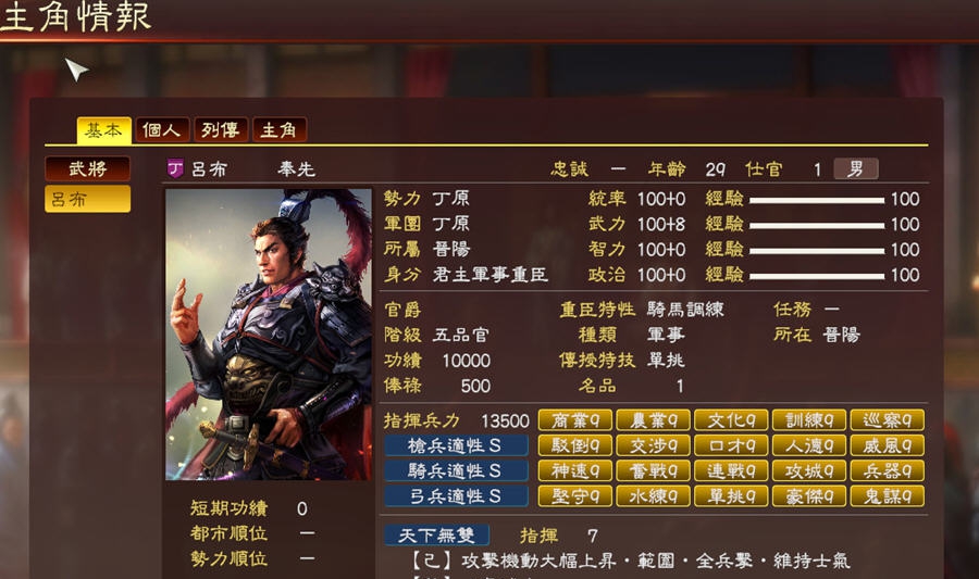 三国志13吕布开局全能力满存档 v2.6