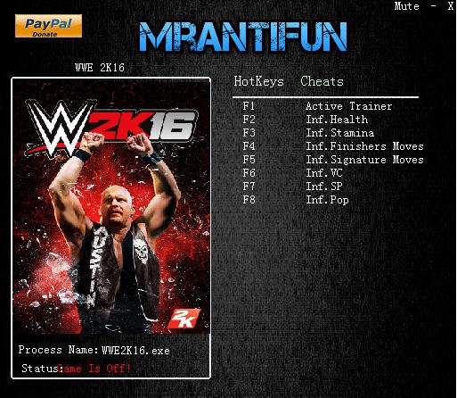 美国职业摔角联盟2K16七项修改器 v3.5