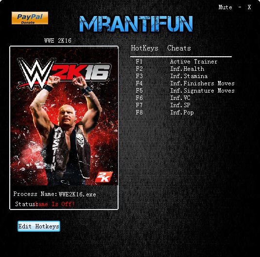 WWE2K16七项修改器 v3.3