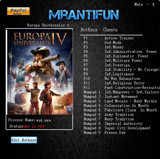 欧陆风云4地中海二十五项修改器 v3.6