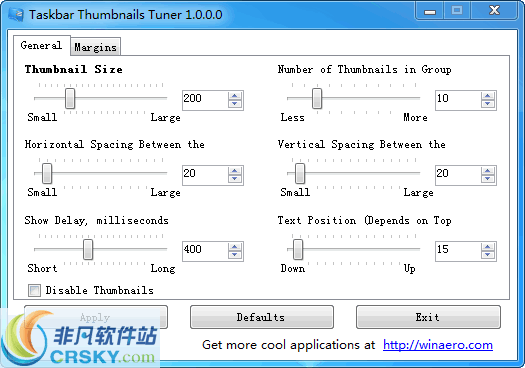 Taskbar Thumbnails Tuner v1.0.0.5