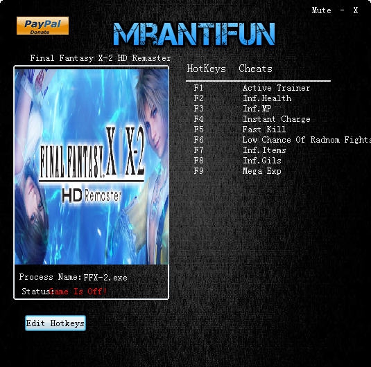 最终幻想10/10-2HD重制版八项修改器 v1.7