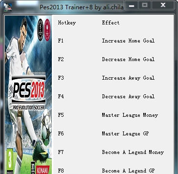 实况足球2013八项作弊修改器 v2.11