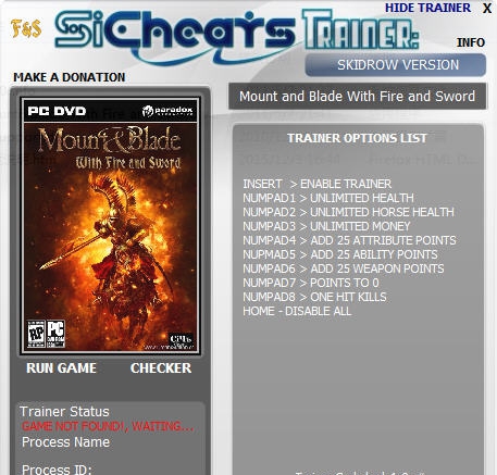 骑马与砍杀火与剑八项属性修改器 v3.9