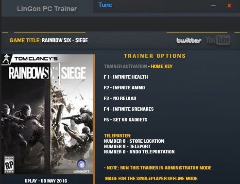 彩虹六号围攻七项修改器 v3.5