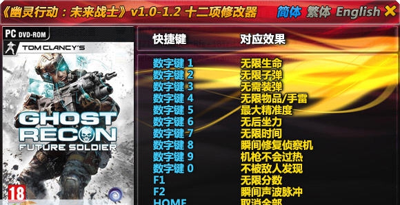 幽灵行动4未来战士十二项修改器 v1.6